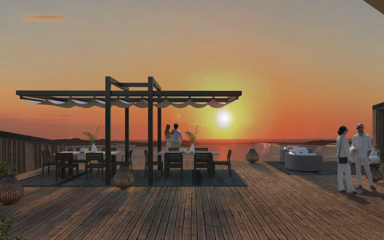 Illustration of a roof terrace with ocean views